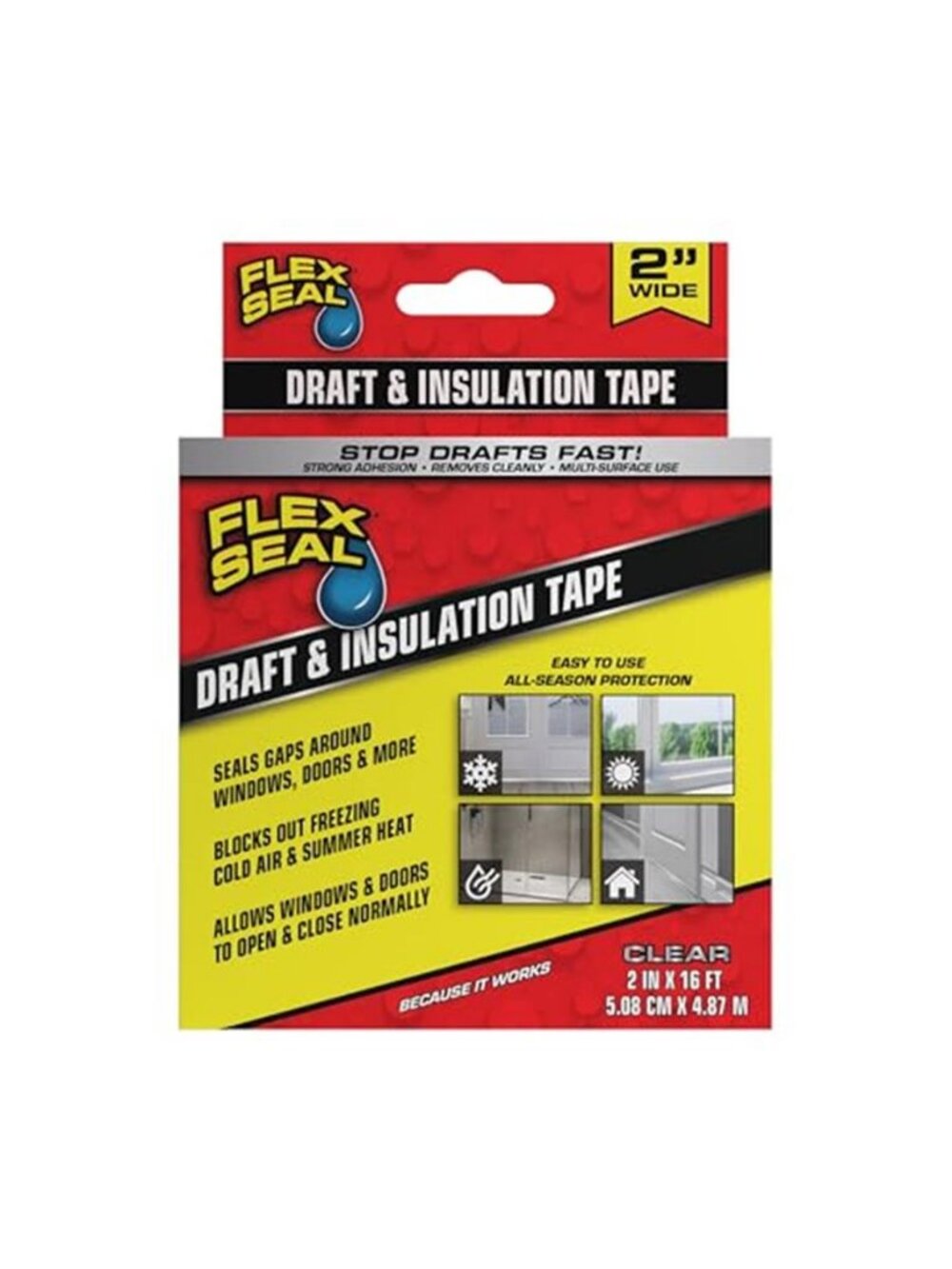 Flex Seal Draft and Insulation Tape, Clear, 2 in x 16 ft, 1-Pack - G